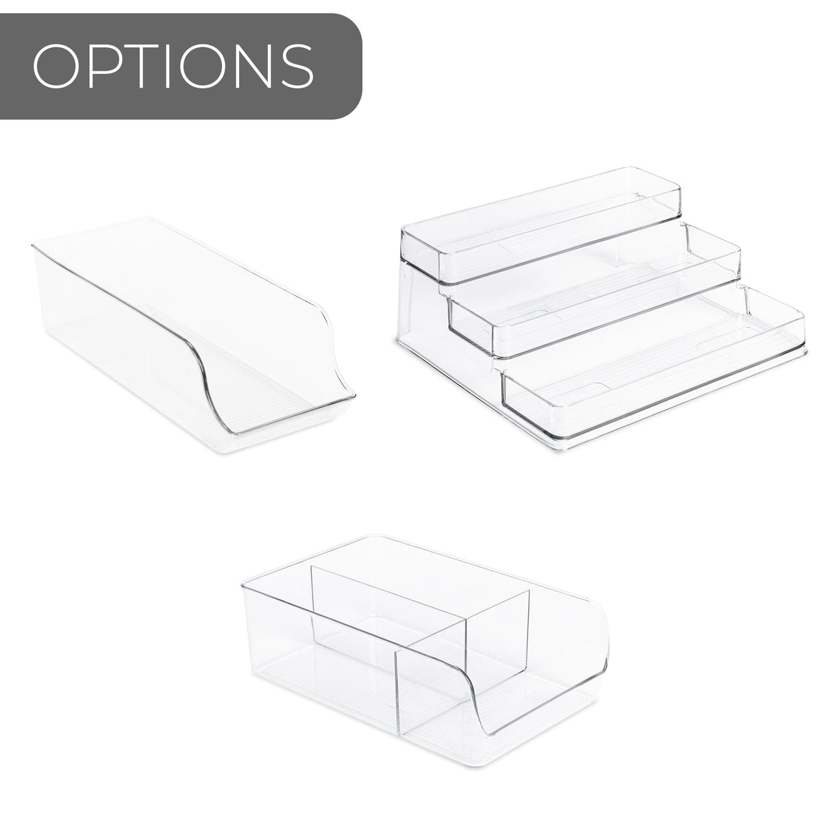 3-Compartment Clear Bin Organizer - Clear