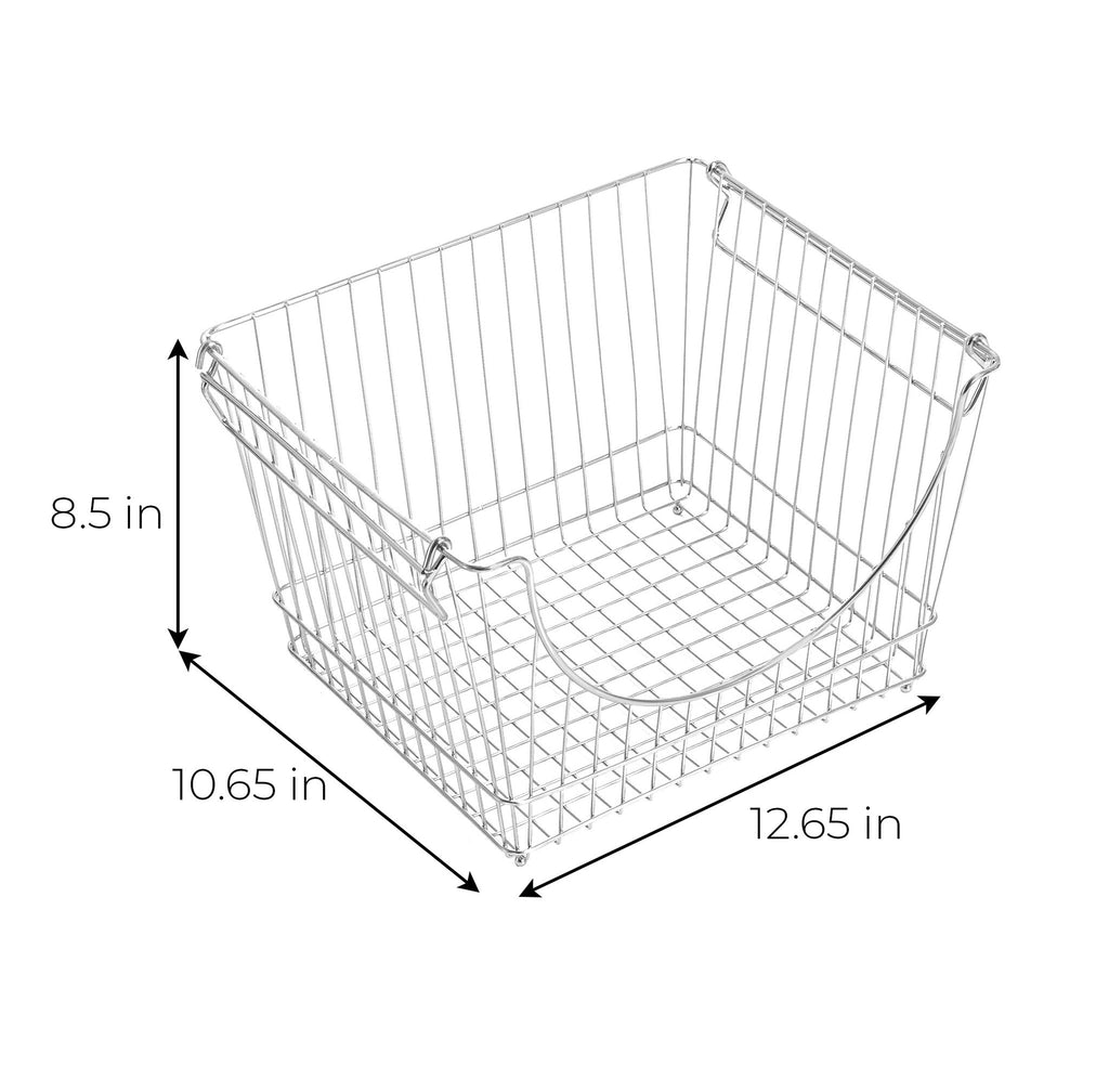 Large Metal Wire Stacking Baskets with Handles